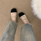Women's Ballet Flats with Elegant Chain Detail