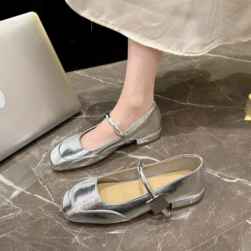 Women's Ballet Flats with Elegant Ankle Strap