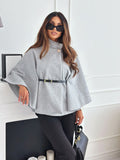 Women's Cape Jacket with Stylish Belt and Elegant Texture