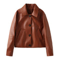 Women's Elegant Faux Leather Jacket with Modern Silhouette and Practical Pockets