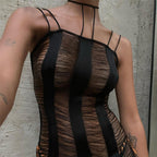 Women's Ribbed Bodycon Jumpsuit with Elegant Straps