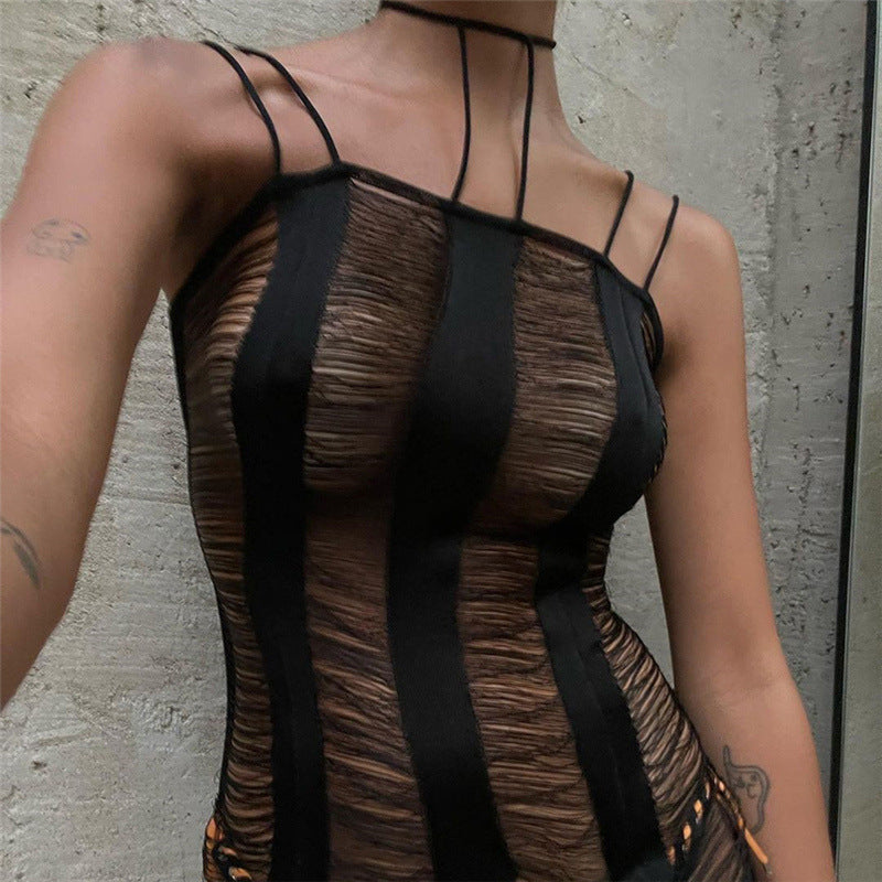 Women's Ribbed Bodycon Jumpsuit with Elegant Straps