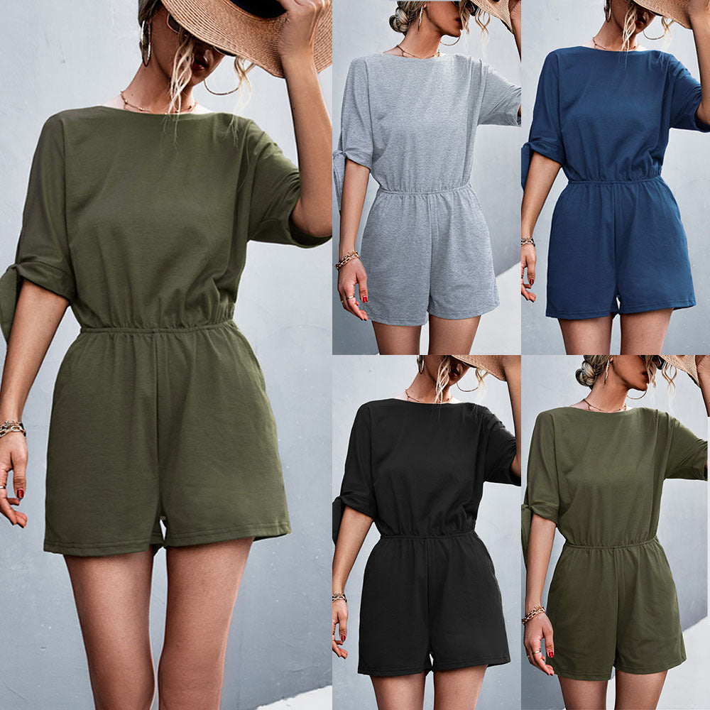 Women's Jumpsuit with Airy Fit and Fashionable Sleeve Bands
