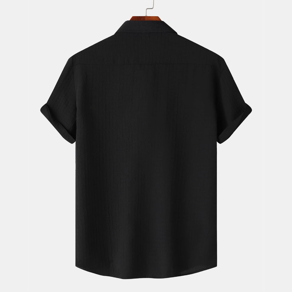 Women's Short-Sleeve Shirt with Textured Fabric and Loose Fit
