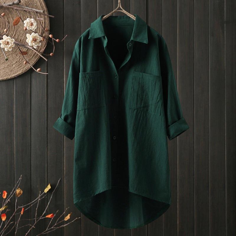 Casual Long-Sleeve Button-Down Blouse