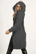 Women's Chunky Knit Coat with Hood