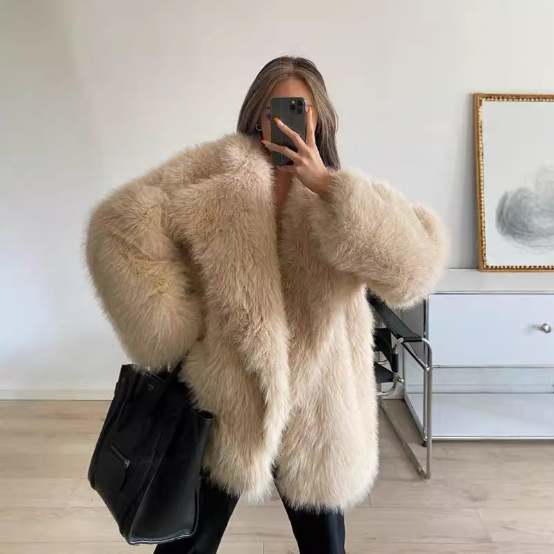Women's Boucle Faux Fur Jacket