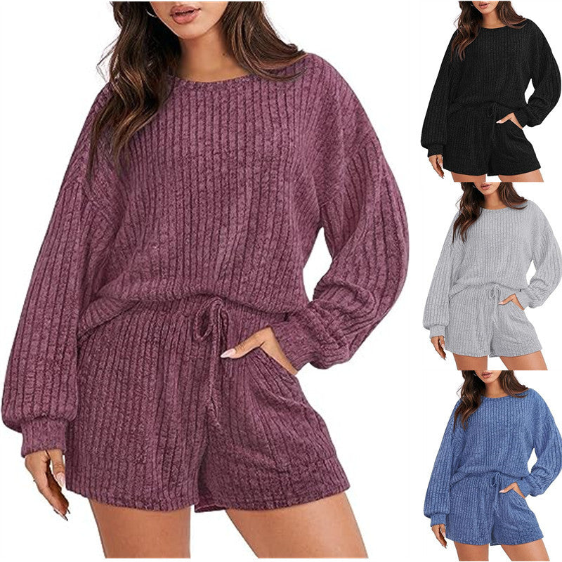 Women's Cozy Fleece Lounge Set with Wide Sleeves