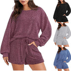 Women's Cozy Fleece Lounge Set with Wide Sleeves
