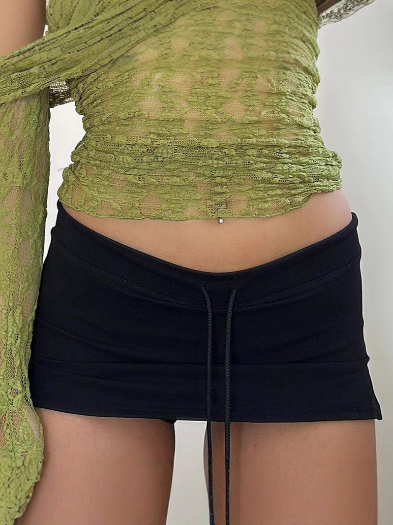 Women's Mini Skirt with Adjustable Waistband and Figure-Hugging Cut