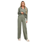 Women's Elegant and Comfortable Knit Lounge Set with Polo Collar