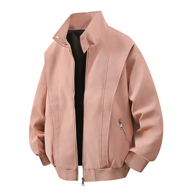 Women's Designer Transitional Jacket with High Collar and Practical Zipper Pockets