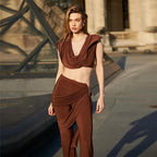 Elegant Ensemble with Flowing Top and Wide-Leg Pants