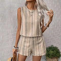 Women's Casual Set with Sleeveless Top and Shorts