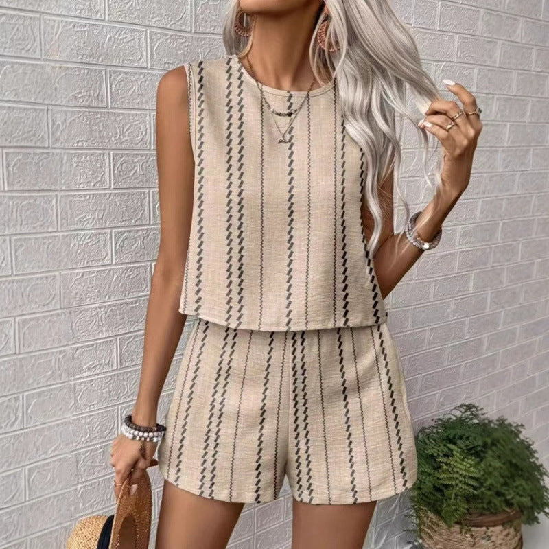 Women's Casual Set with Sleeveless Top and Shorts