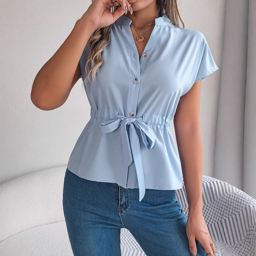 Women's Fitted Short-Sleeve Blouse