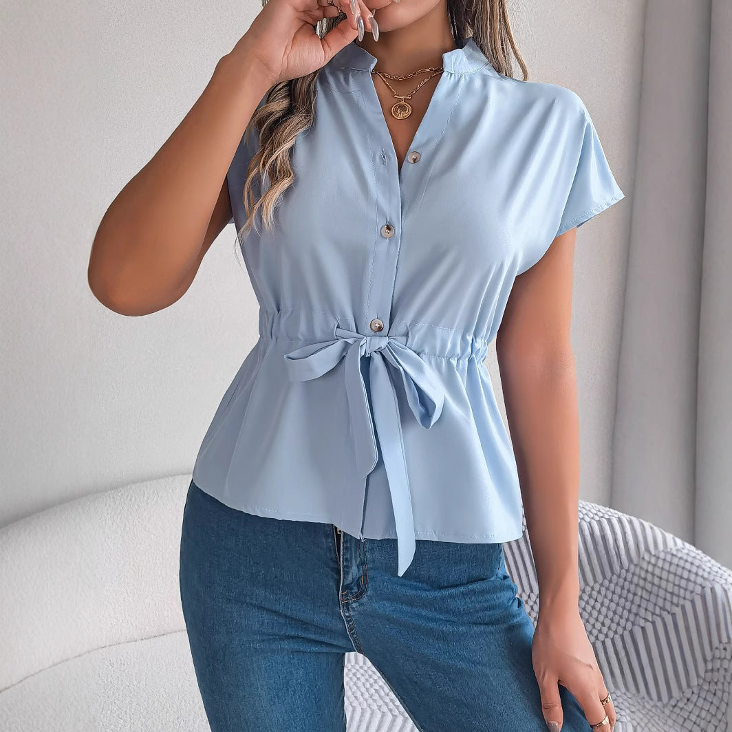 Women's Fitted Short-Sleeve Blouse