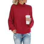 Women's Cozy High-Neck Sweater with Textured Knit