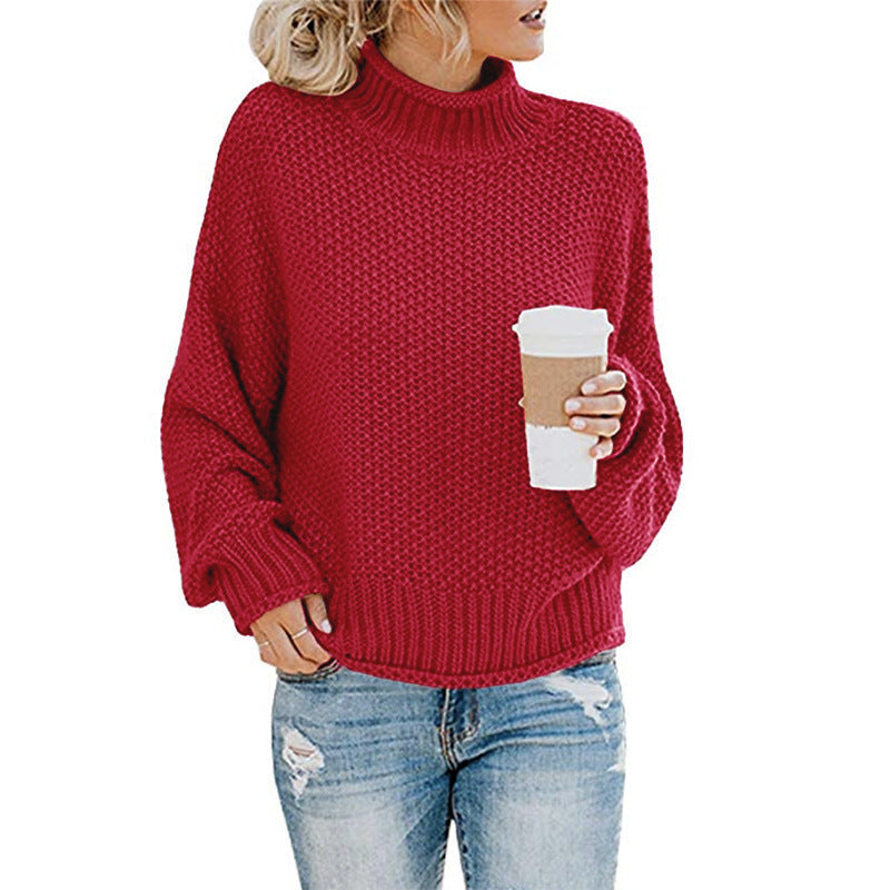 Women's Cozy High-Neck Sweater with Textured Knit