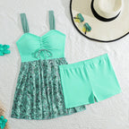 Women's Swimsuit Set with Feminine Skirt and Adjustable Straps