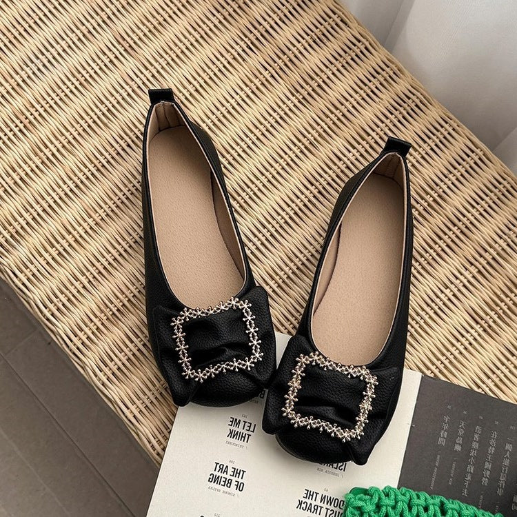 Women's Ballet Flats with Decorative Jeweled Buckle