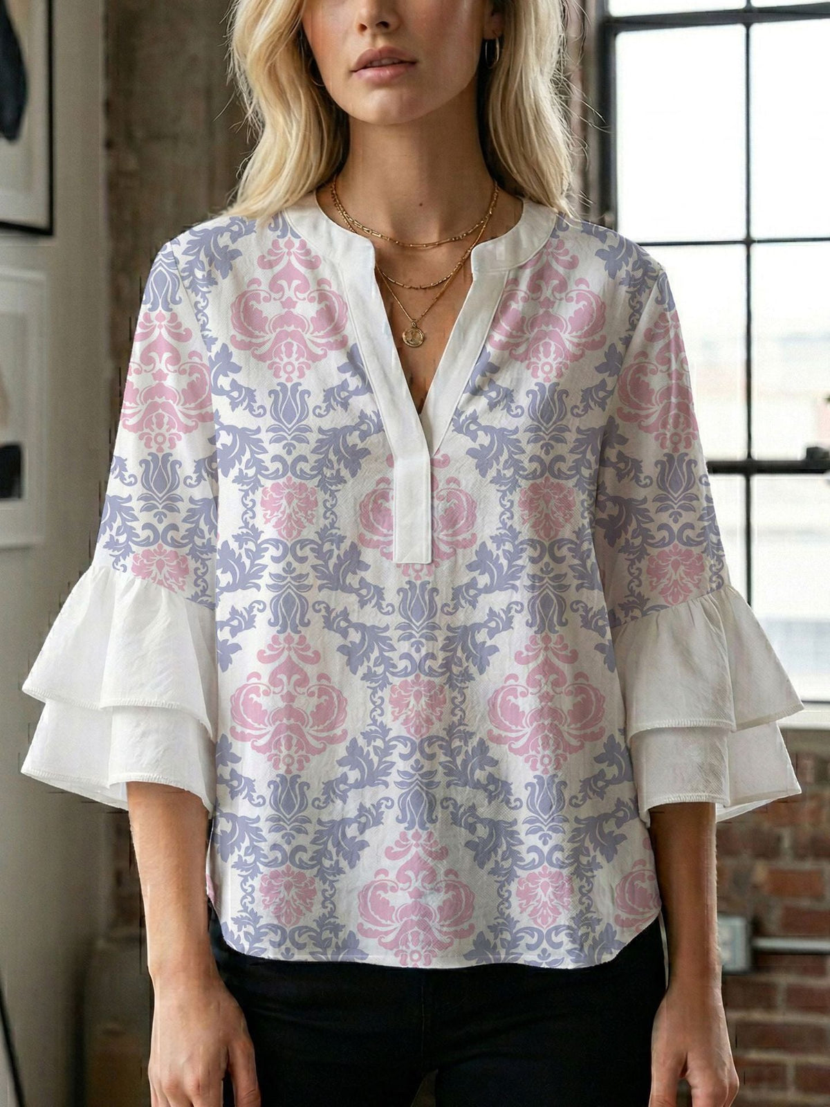 Women's Blouse with Beautiful Floral Design