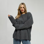 Women's Chunky Knit Comfort Sweater with Round Neckline