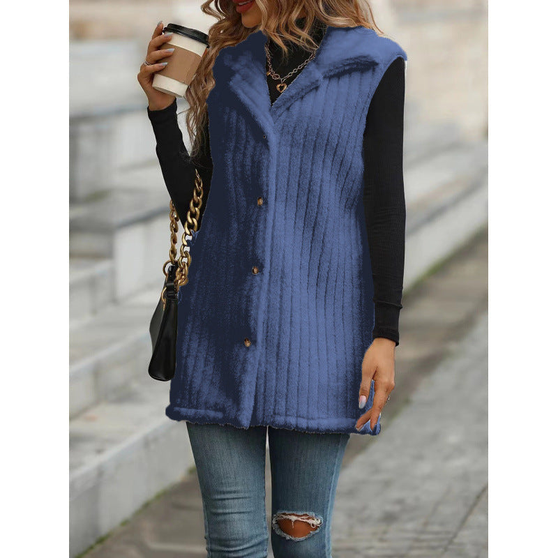 Women's Elegant and Cozy Teddy Jacket with Button Placket