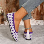 Women's Knit Ballerina Flats with Heart Pattern