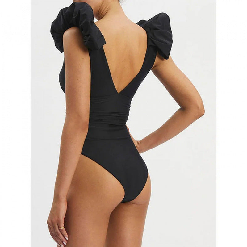 Women's Swimsuit with Elegant Wrap Detail and Long Ombre Skirt