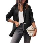 Women's Elegant Blazer with Unique Cut and Subtle Button Details