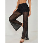 Elegant Sheer Palazzo Pants with Sparkling Accents