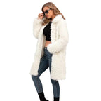 Women's Fluffy Long Coat with Stylish Cut