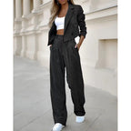 Women's Fashionable Plaid Blazer with Matching Soft Trousers