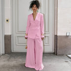 Elegant Blazer and Wide-Leg Trousers Ensemble
