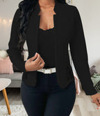 Elegant Blazer Jacket with Crochet Trim
