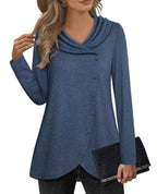 Elegant Women's Blouse with Asymmetrical Hem and Collar
