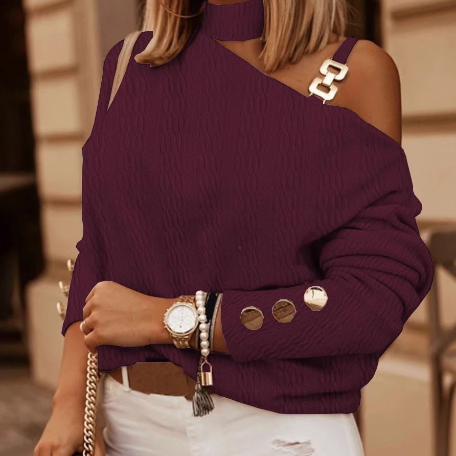 Women's Asymmetrical Pullover with Subtle Details
