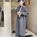 Women's Large Knit Cardigan with Open Design and Voluminous Sleeves