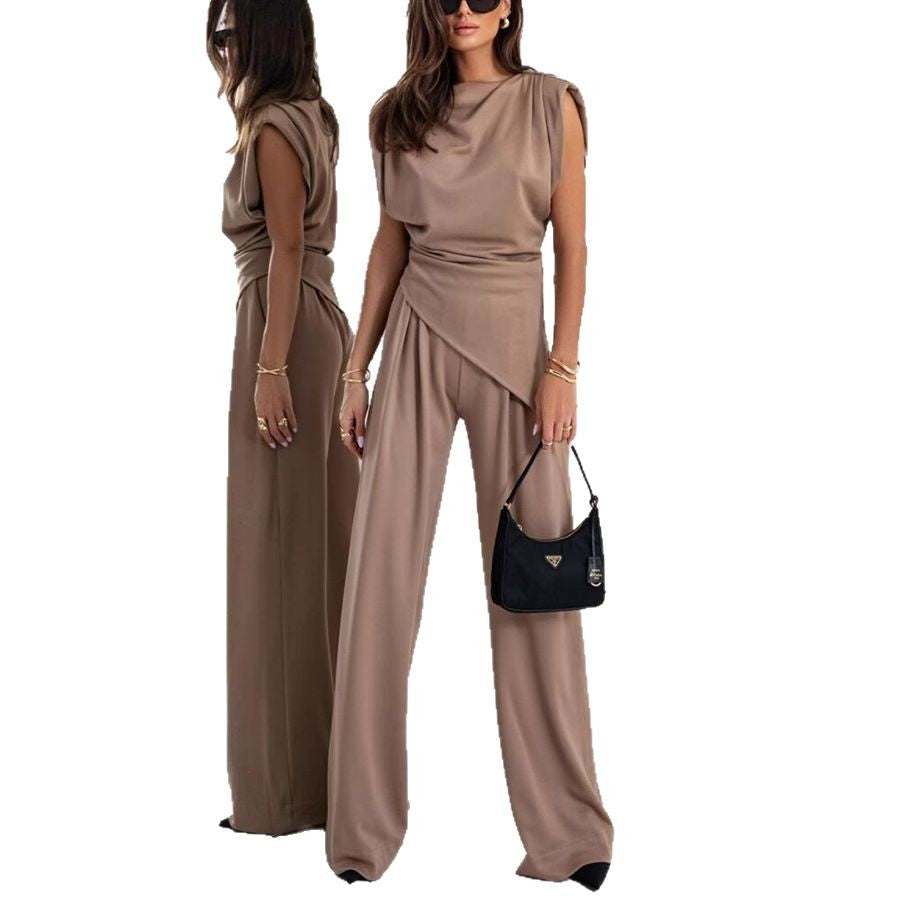 Women's Elegant Asymmetric Wide-Leg Jumpsuit