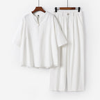 Men's Two-Piece Lightweight Leisure Set with Stand Collar and Elastic Waist Pants