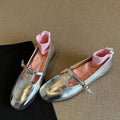 Women's Ballet Flats with Strap and Glossy Finish