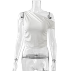Women's Asymmetrical Ruffled Crop Top