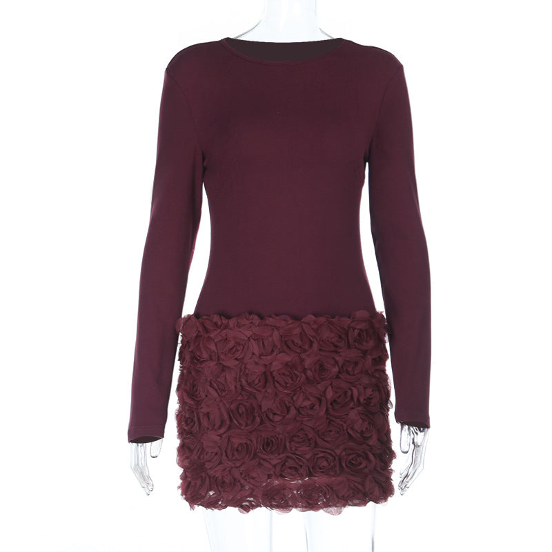 Women's Floral Ruffle Hem Bodycon Mini Dress