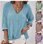 Women's Lightweight Viscose Blouse with Button Placket