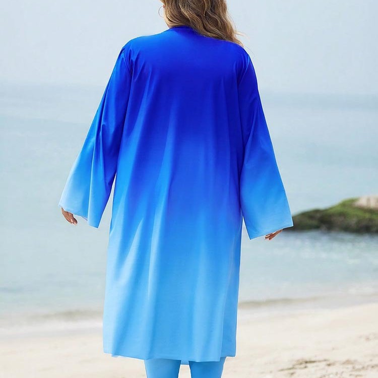 Long-Sleeve Gradient Beach Dress