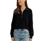 Women's Cozy Pullover with Collar and Zipper
