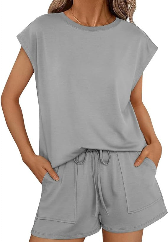 Women's Casual Two-Piece Set with Pockets and Loose Fit