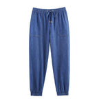 Women's Casual Denim Set with Crop Blouse and Elastic Pants
