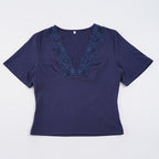 Women's Elegant V-Neck Shirt with Lace